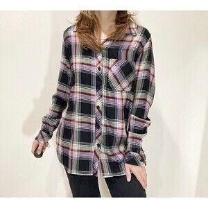 Beach Lunch Lounge Plaid Button‎ Down Shirt S